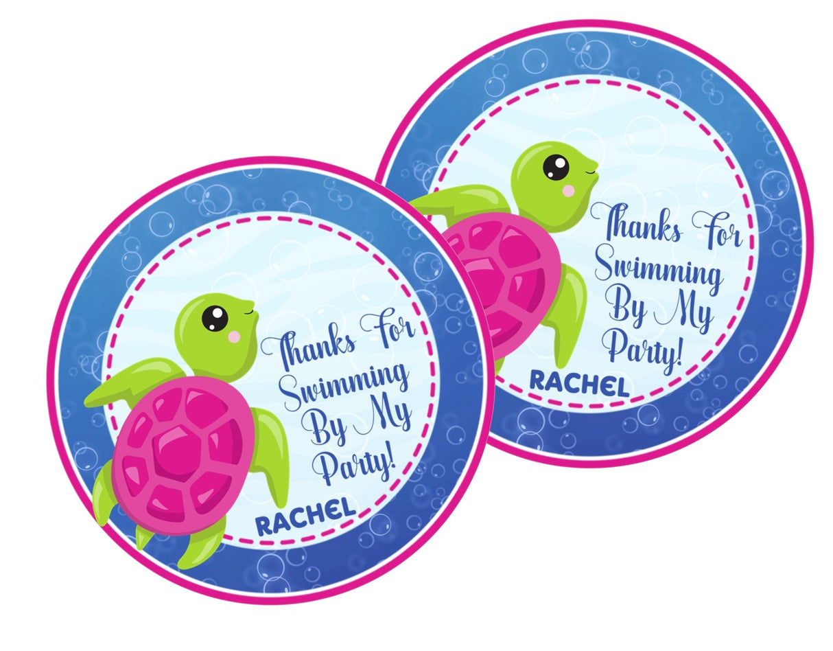 Personalized under the sea turtle party favor label