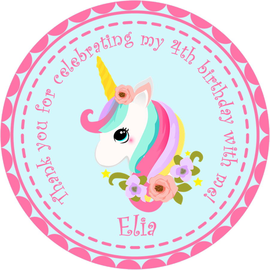 Personalized unicorn party favor sticker