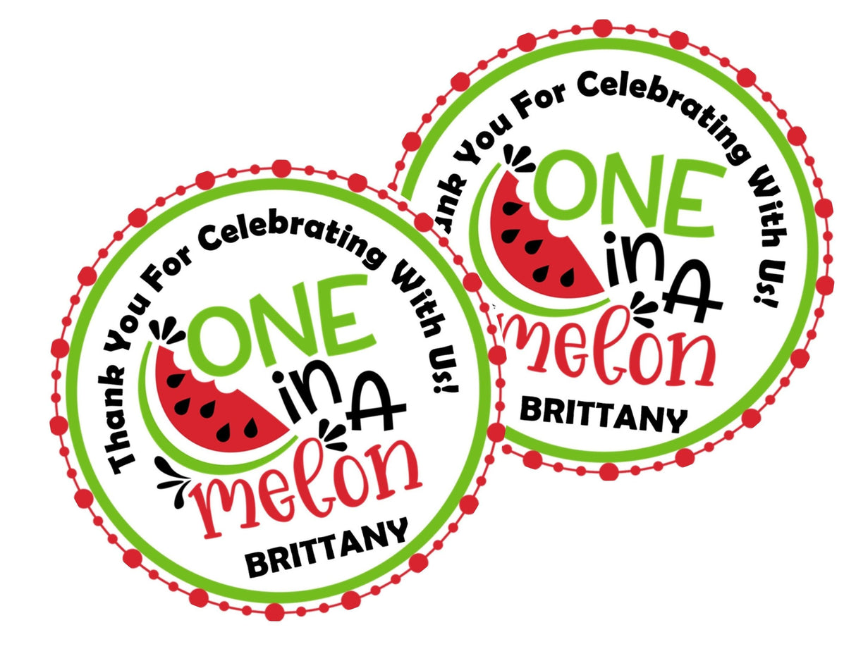 Personalized watermelon 1st birthday favor label