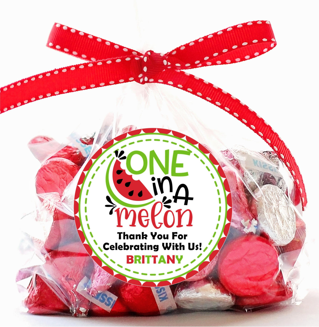 Personalized watermelon first birthday sticker with child’s name