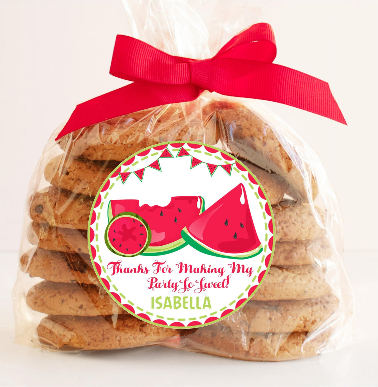 Personalized watermelon sticker for kids’ parties