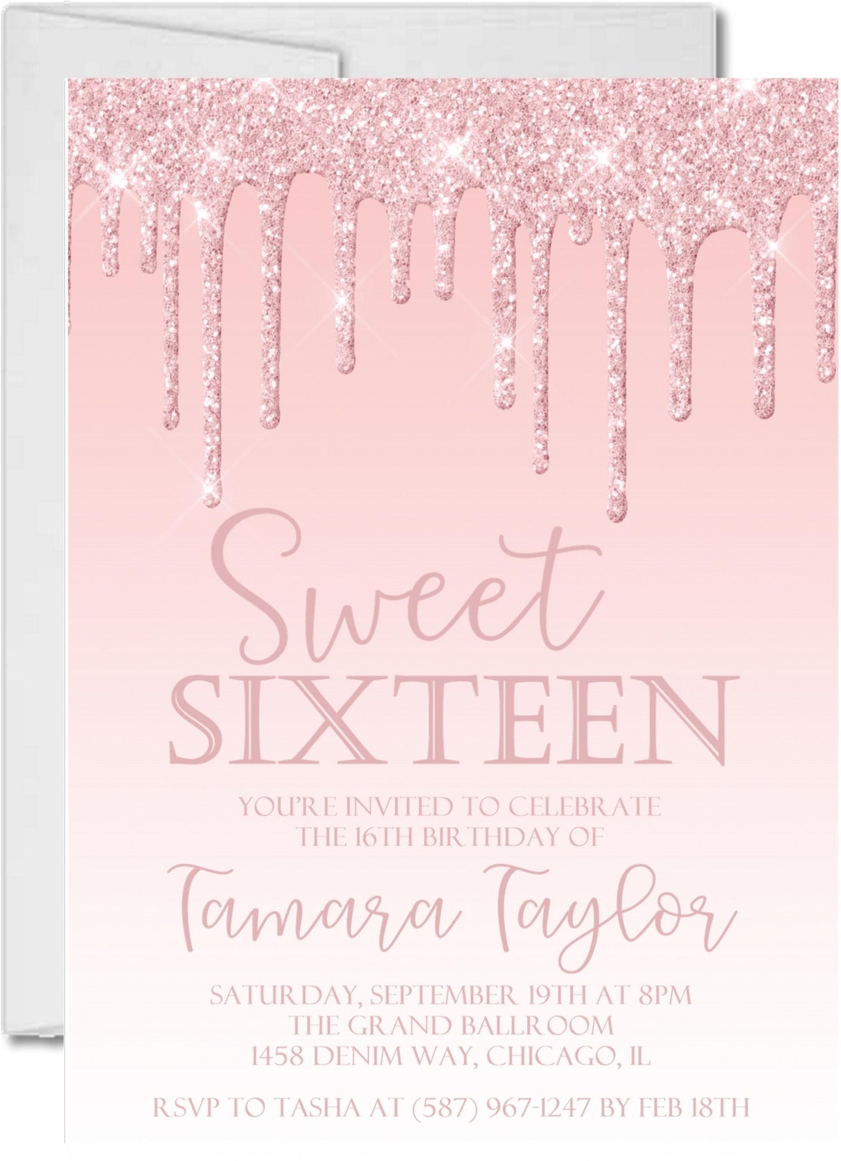 Pink Sweet 16 Party Invitations