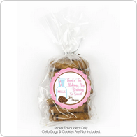 Pink cookie birthday sticker for treat bags