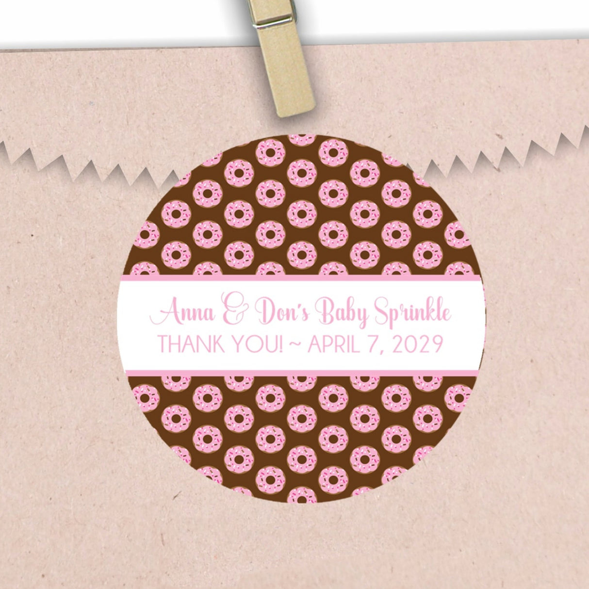 Pink donut baby sprinkle sticker for girls