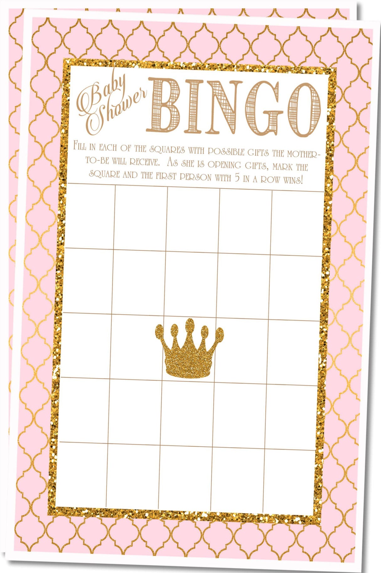 Princess Baby Shower Bingo Cards