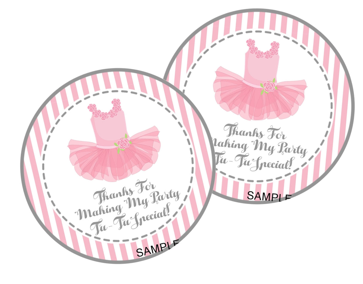 Printable Ballet Birthday Party Favor Stickers