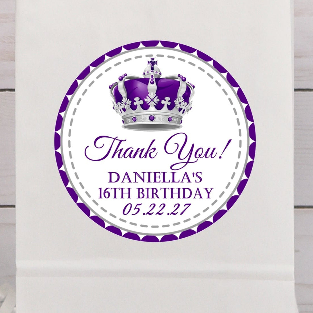 Purple royal crown birthday sticker