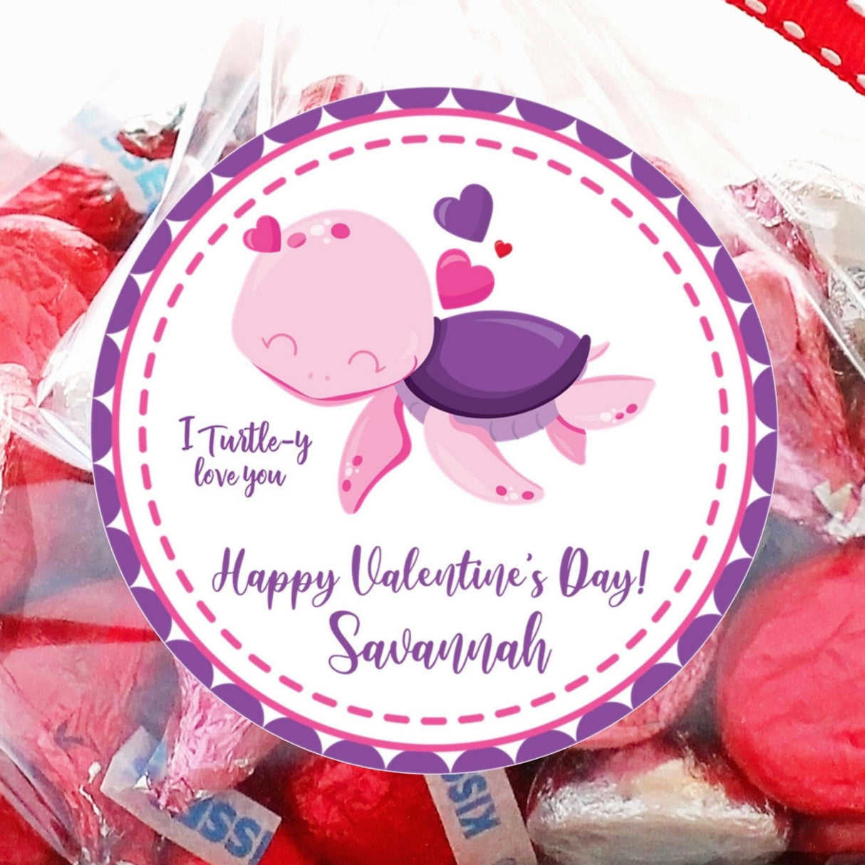 Purple turtle I Turtle-y Love You Valentine sticker