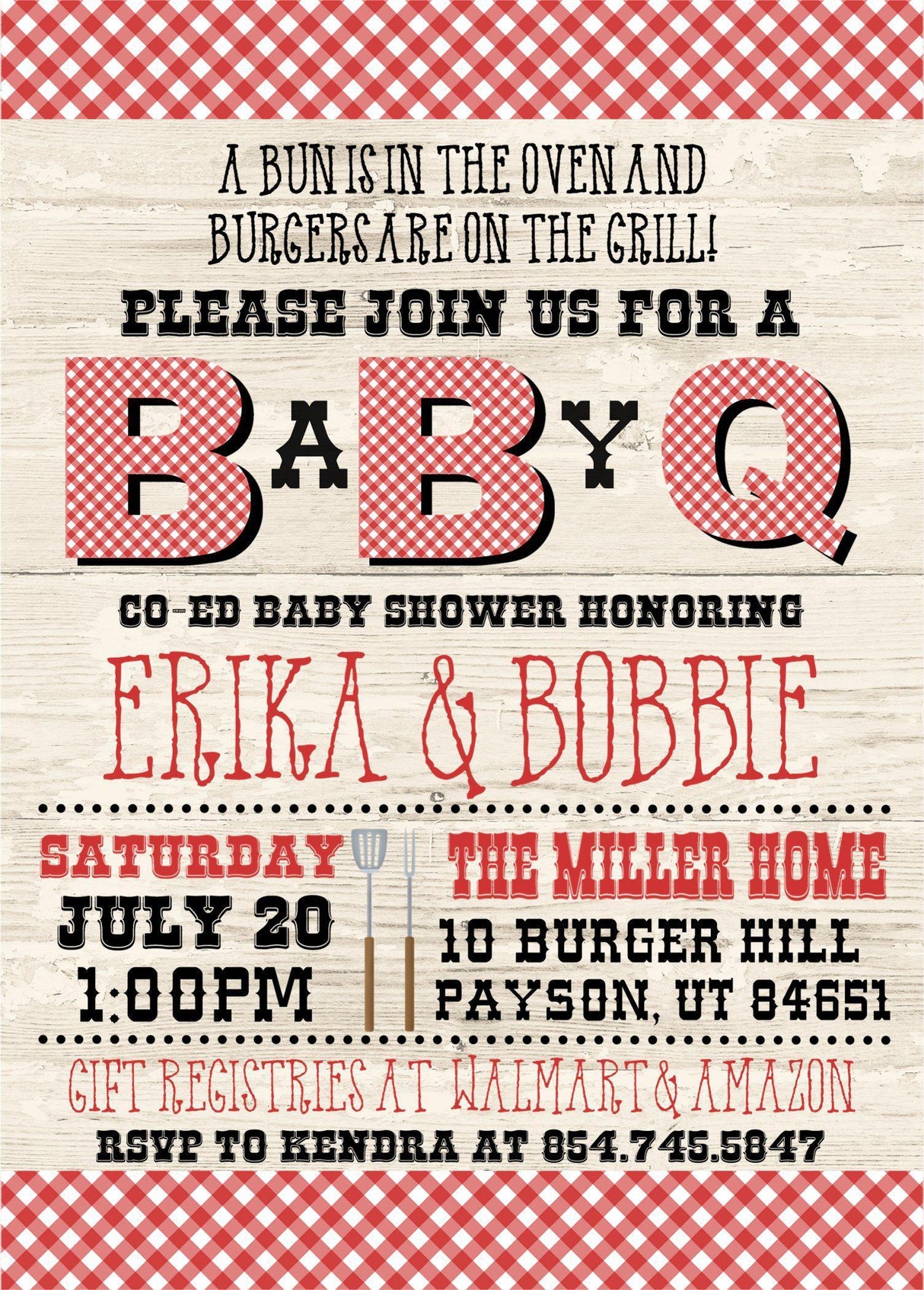 Red Backyard Baby Q Baby Shower Invitations