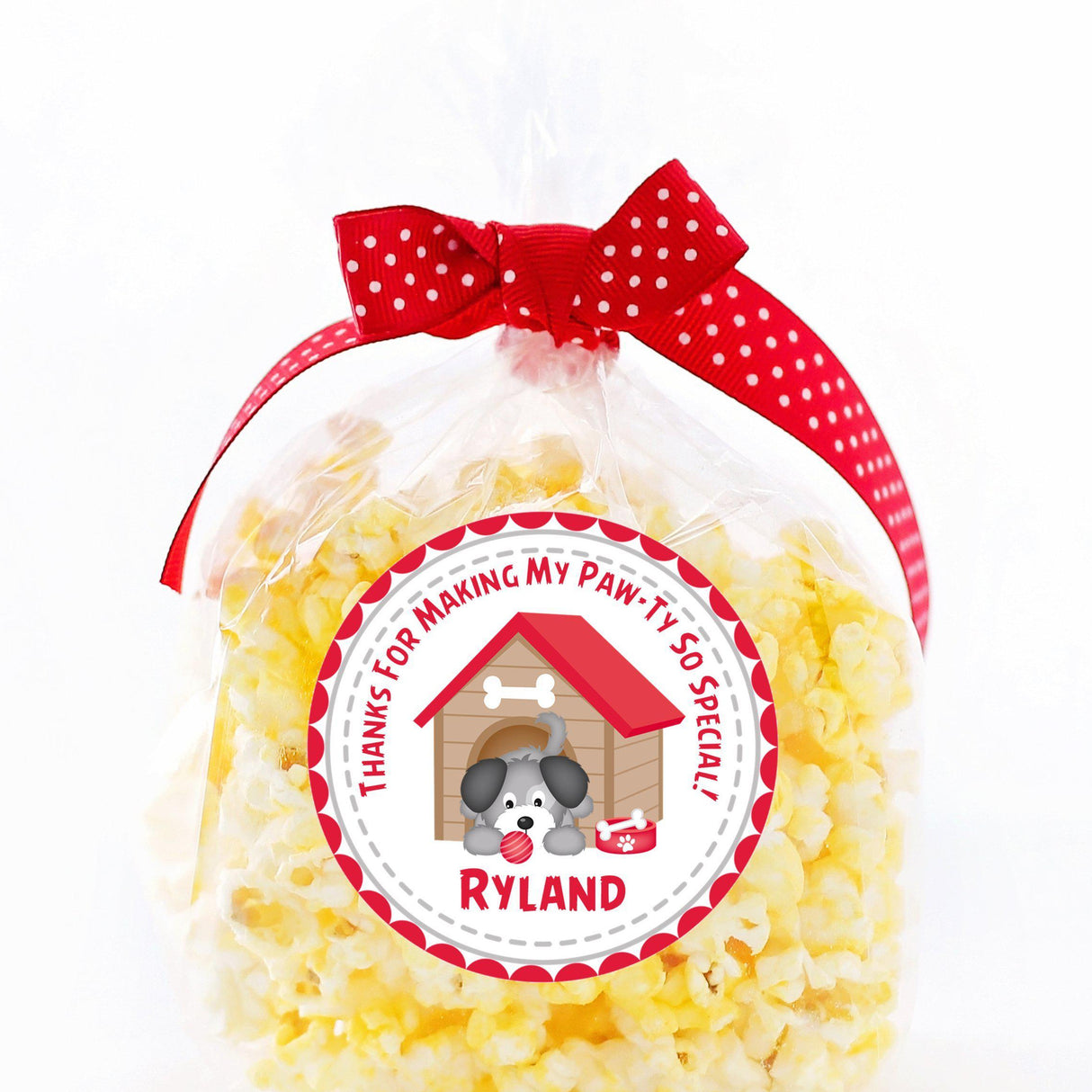 Red doghouse birthday stickers