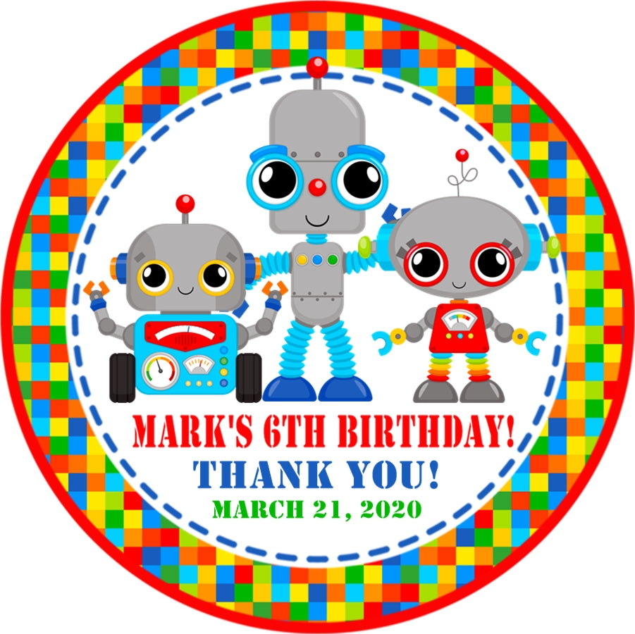 Robot birthday sticker colorful character design