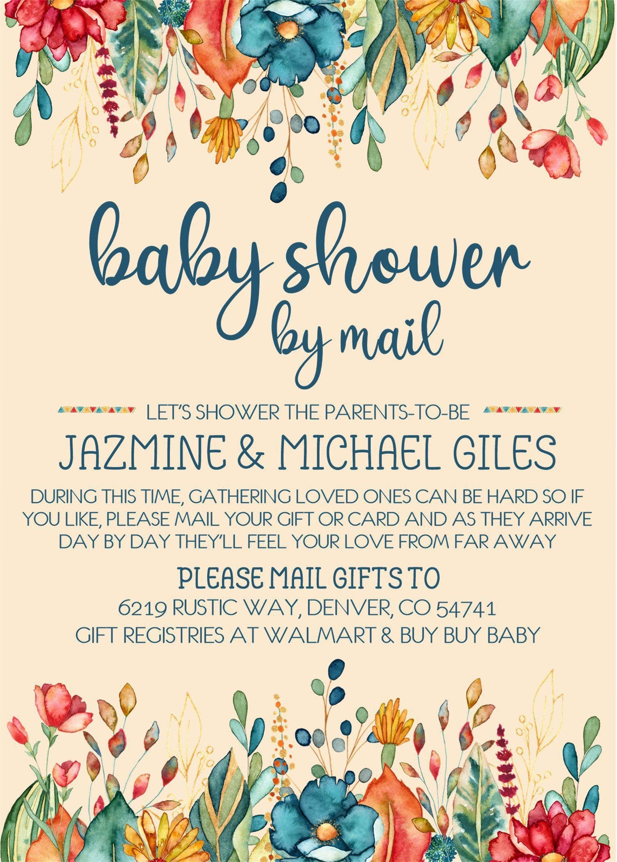 Rustic Wildflower Baby Shower By Mail Invitations