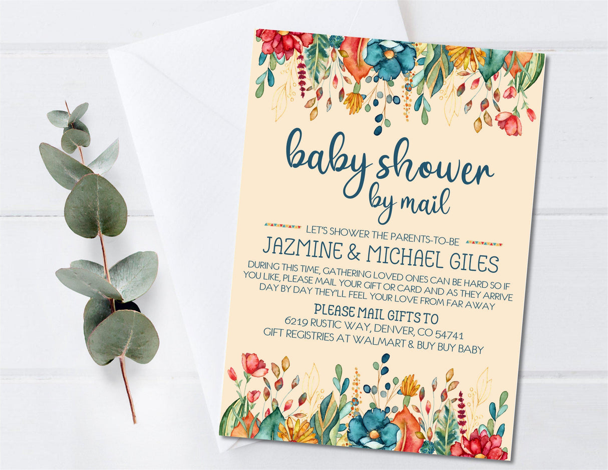 Rustic Wildflower Baby Shower By Mail Invitations