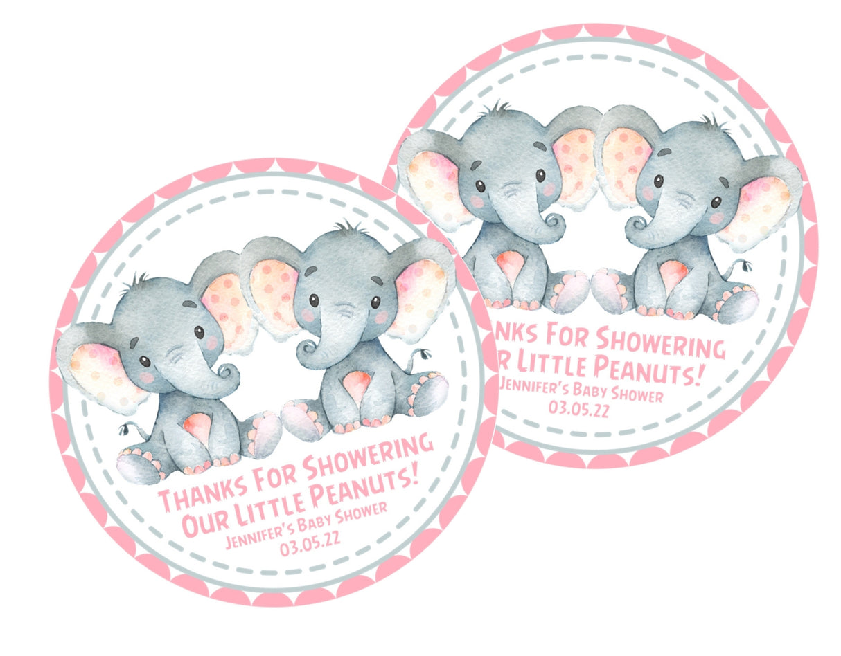 Safari baby shower girl twins favor stickers
