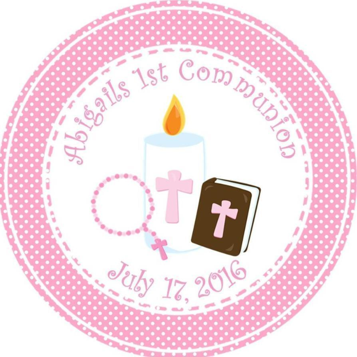 First Holy Communion Stickers – Personalized Candle Cross Communion Favor Labels