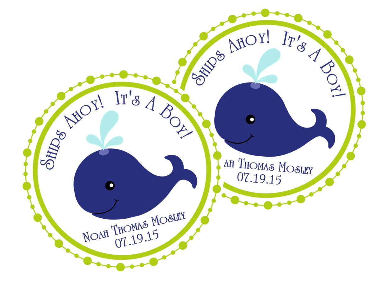 Ships Ahoy baby boy shower favor label