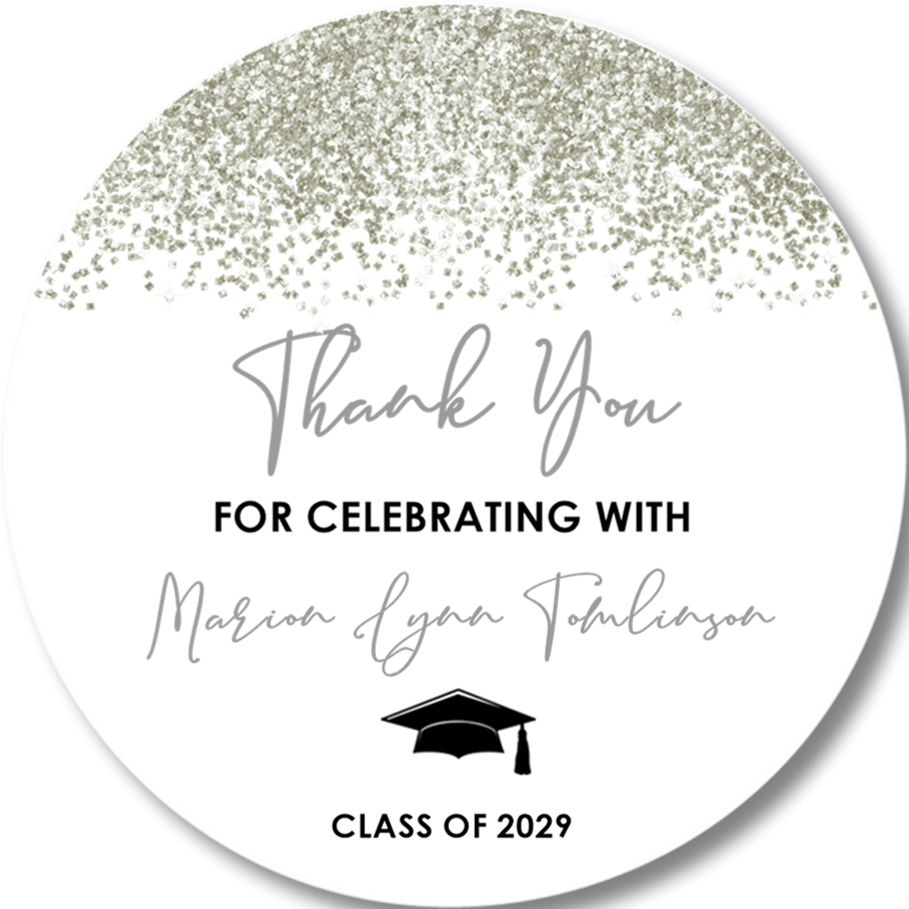 Silver black graduation sticker