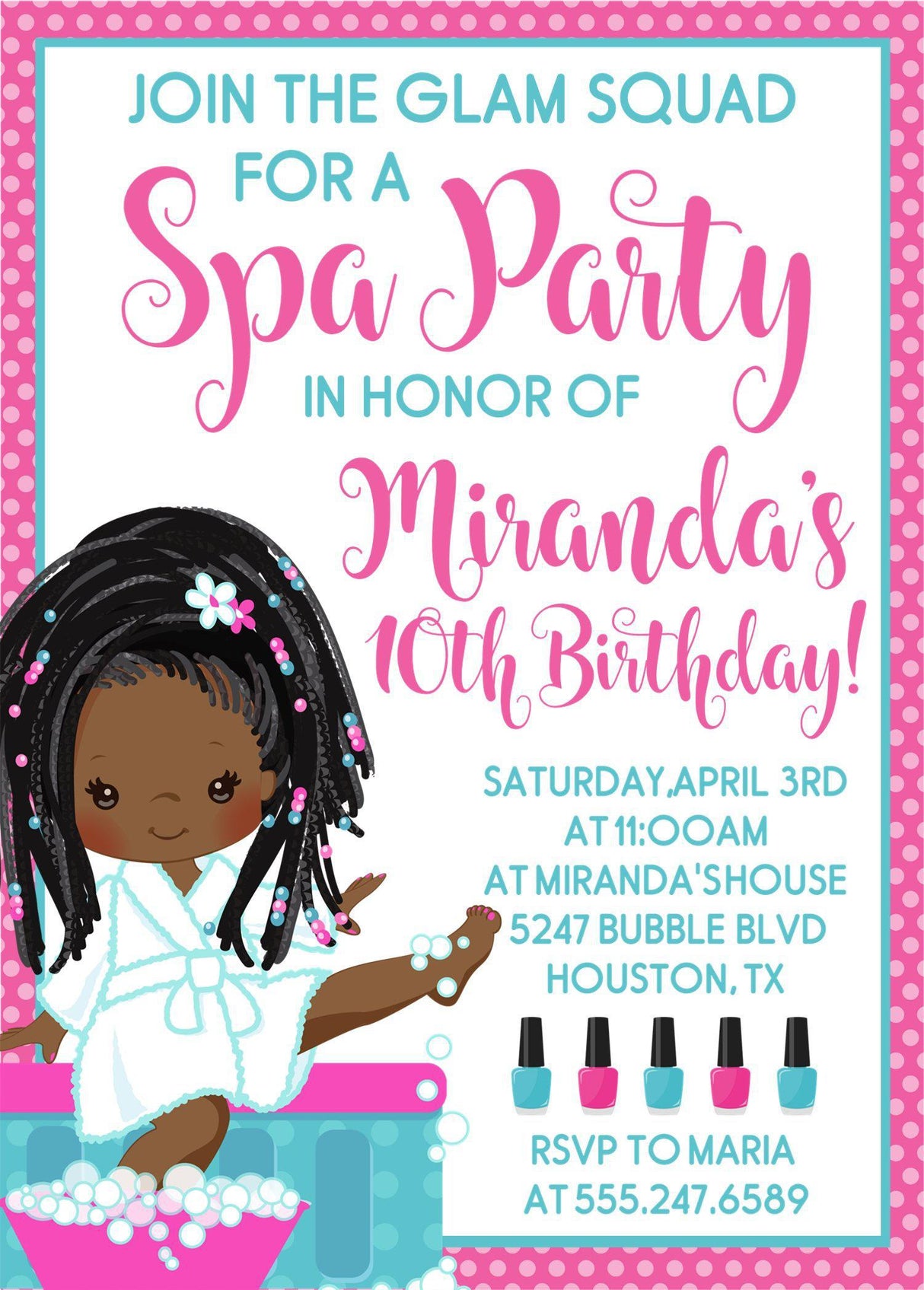 Spa Birthday Party Invitations