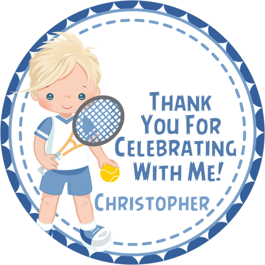 Boys Tennis Birthday Stickers