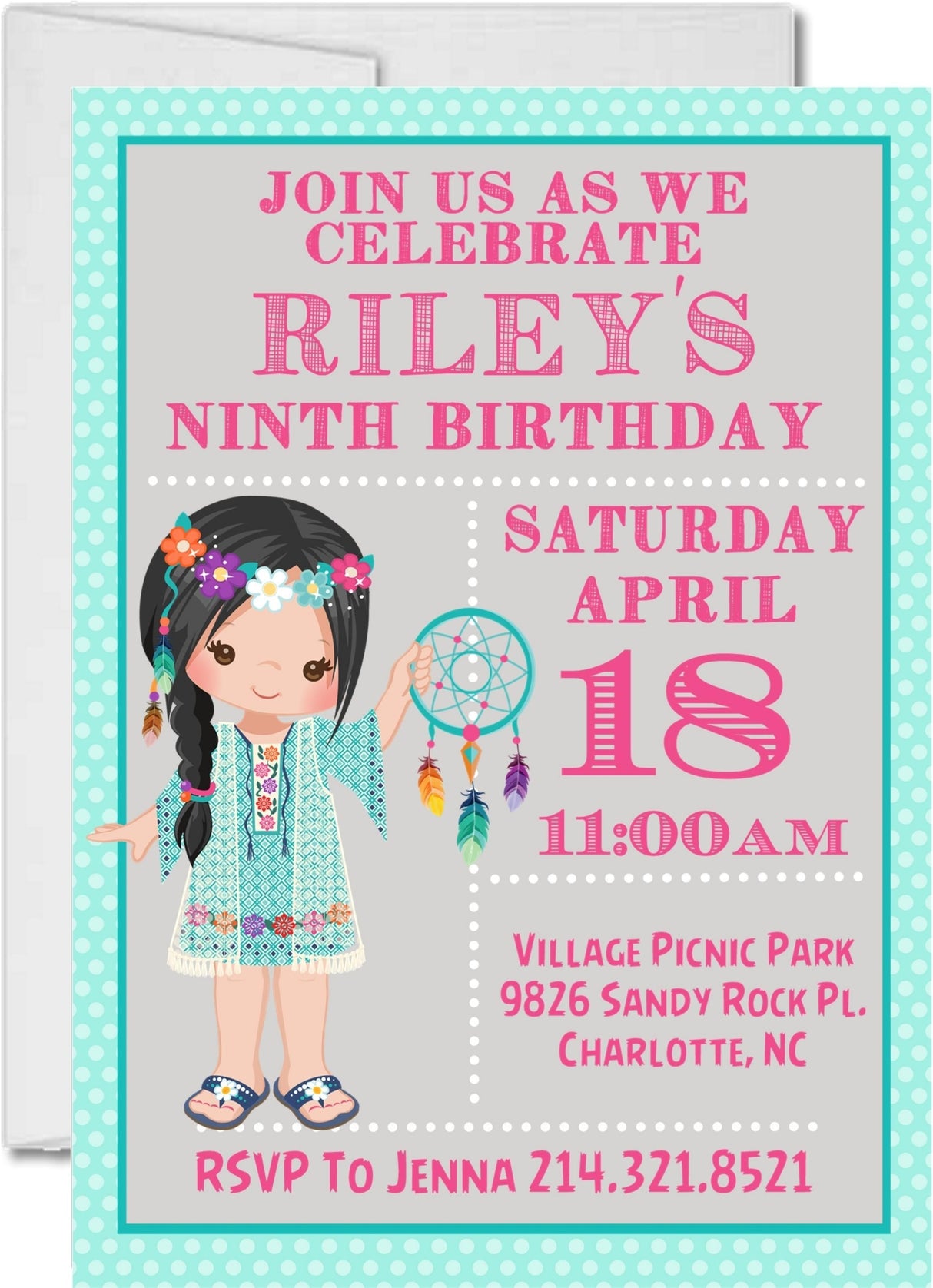 Tribal Feather Dreamcatcher Birthday Party Invitations