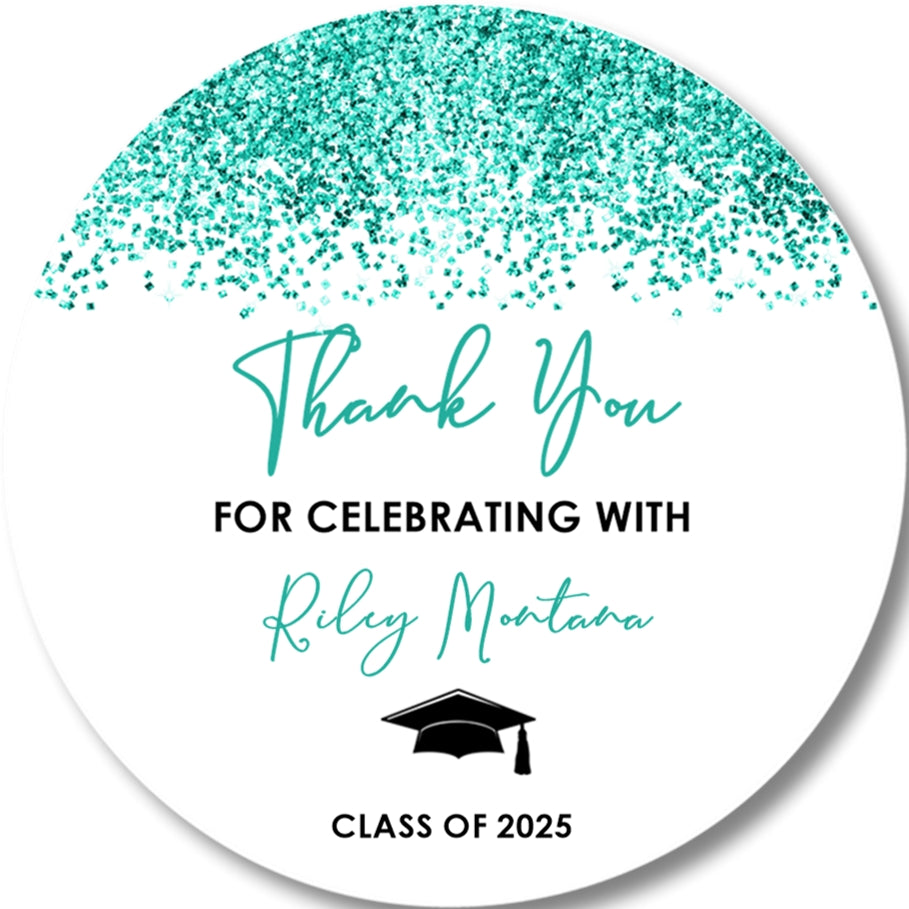 Turquoise black graduation stickers