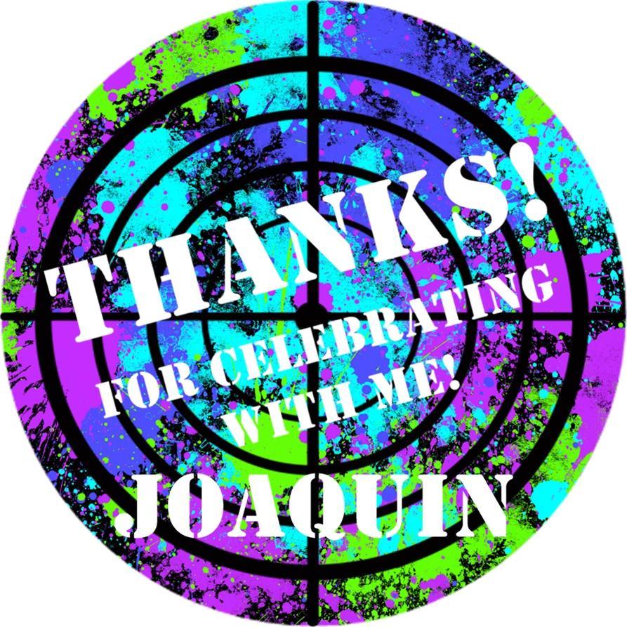 Turquoise blue green splatter paintball birthday sticker