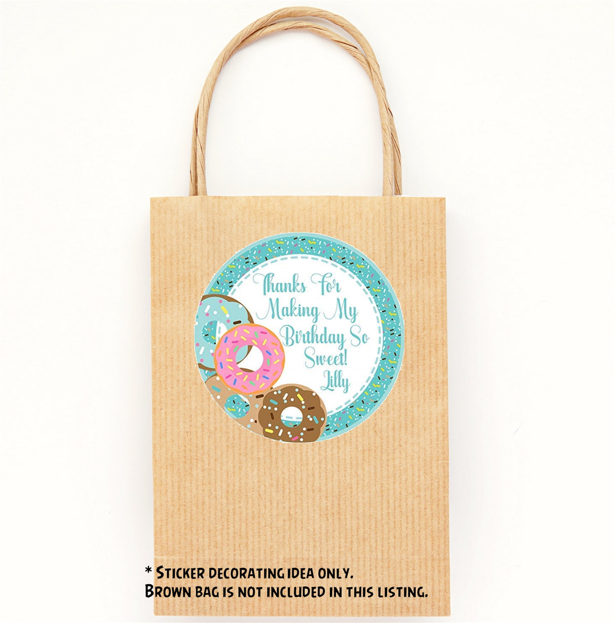 Turquoise donut birthday sticker