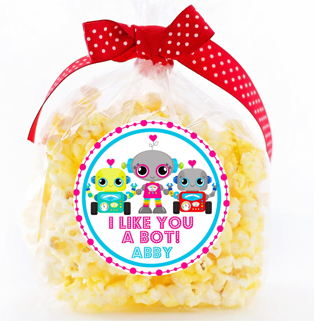 I Like You A Bot Valentine Stickers – Personalized Robot Classroom Valentine Labels