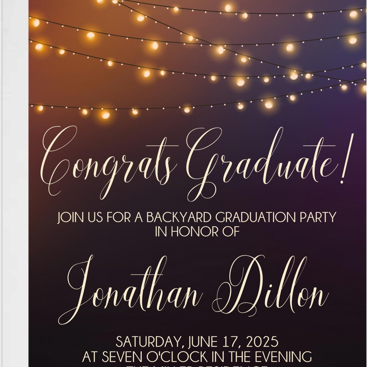 Warm Bistro Lights Graduation Party Invitation