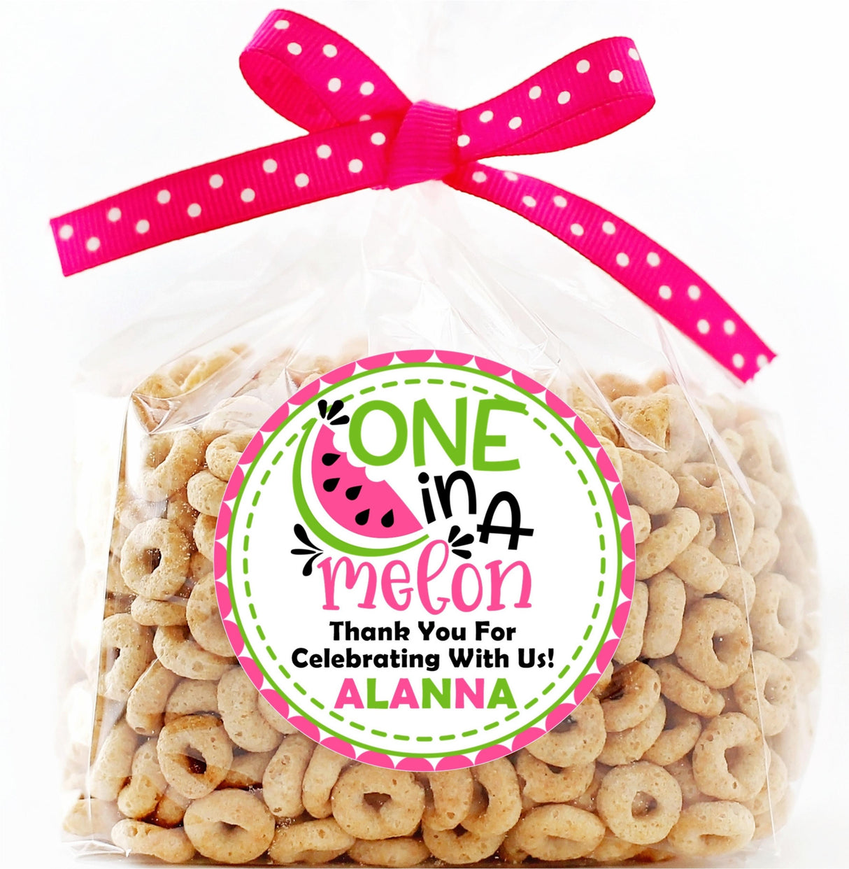 Watermelon-themed first birthday sticker with child’s name