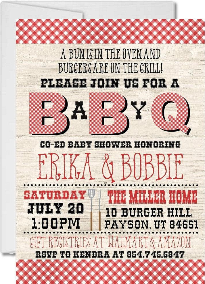 baby q baby shower invitations rustic bbq design