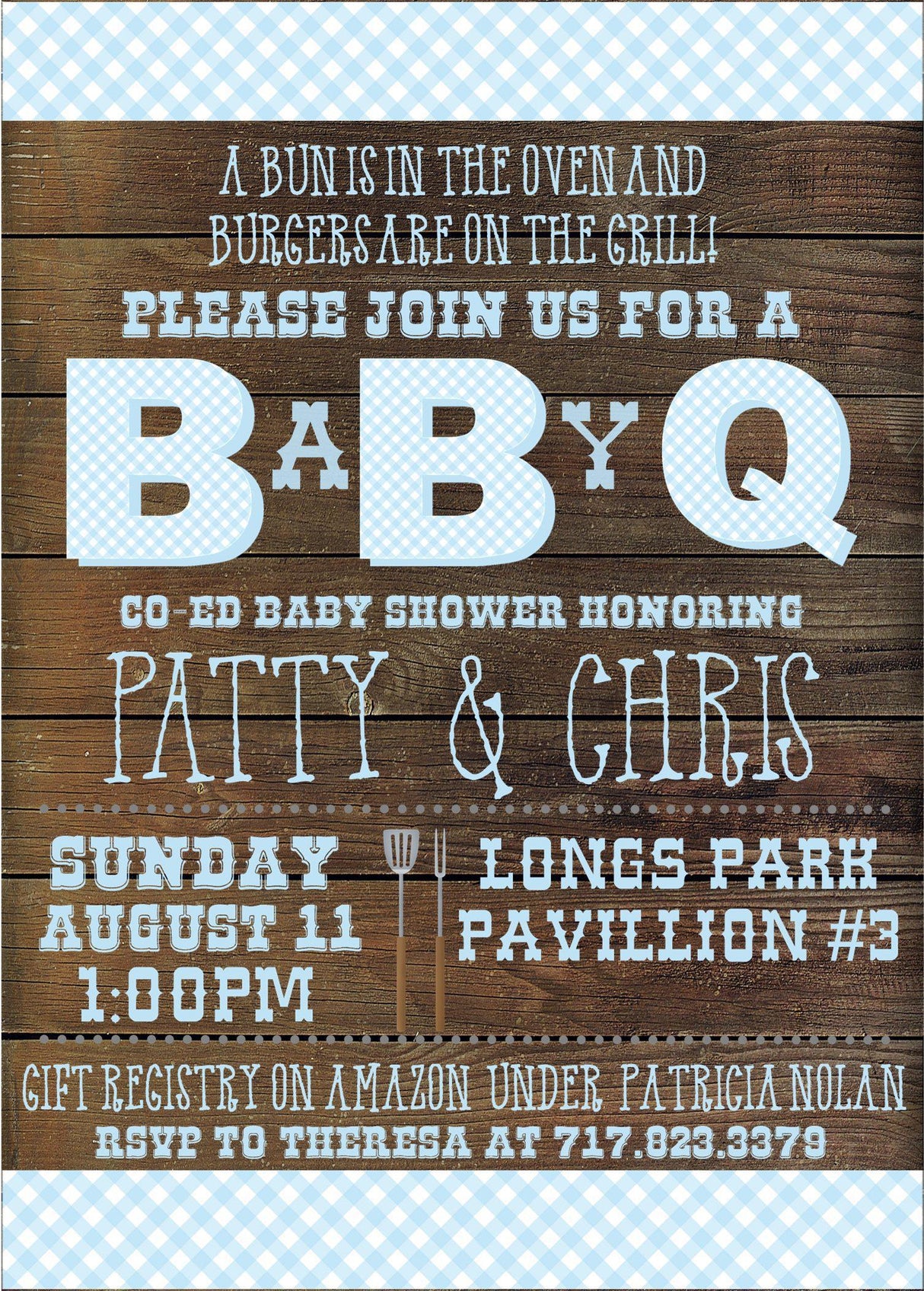 baby q baby shower invitations rustic boys light blue bbq design
