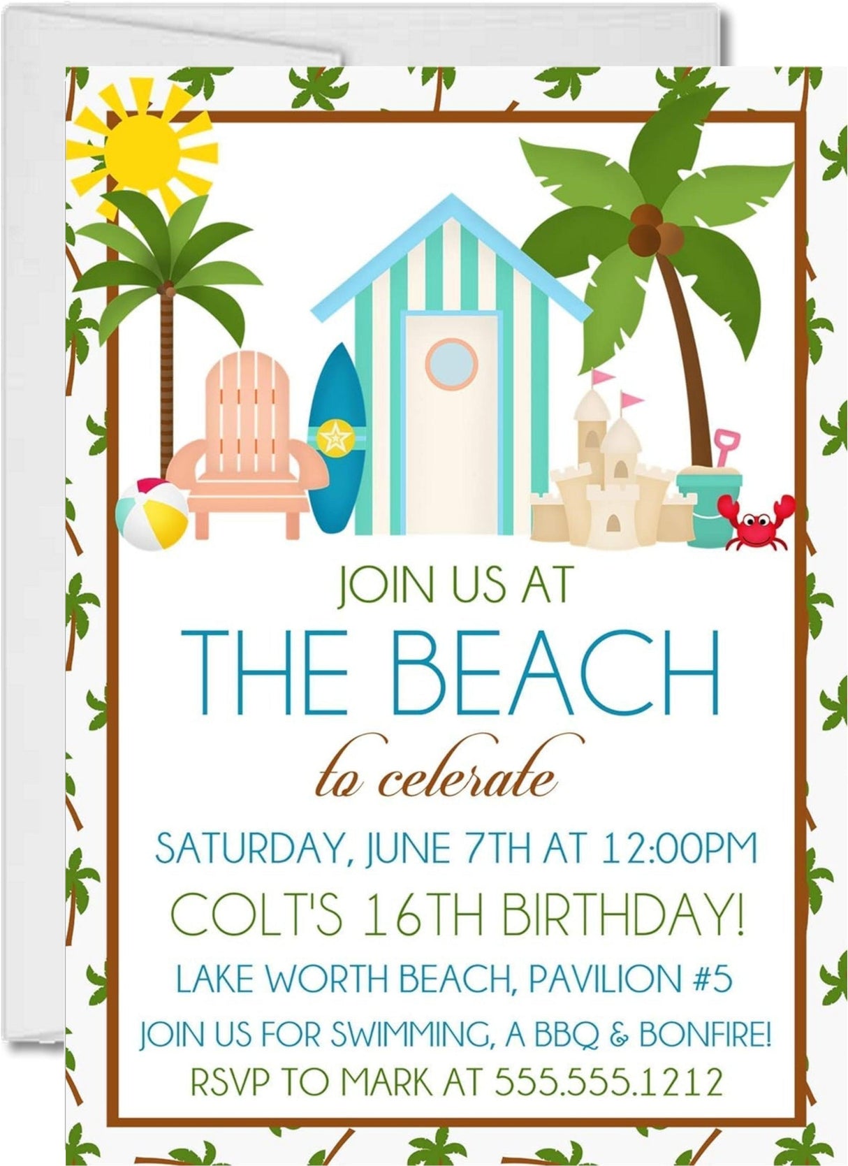 beach birthday party invitations tropical beach hut design