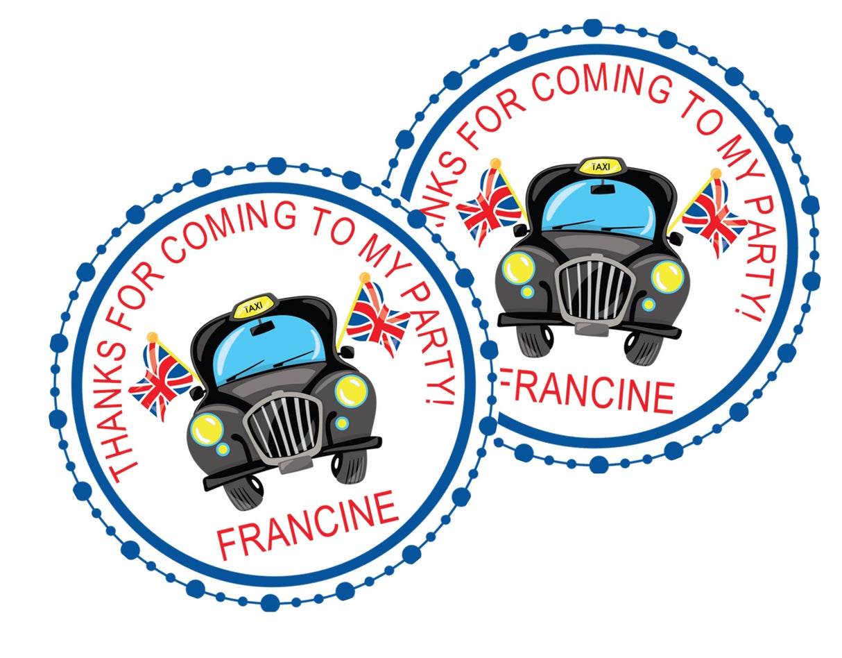 black cab uk party favor label personalized