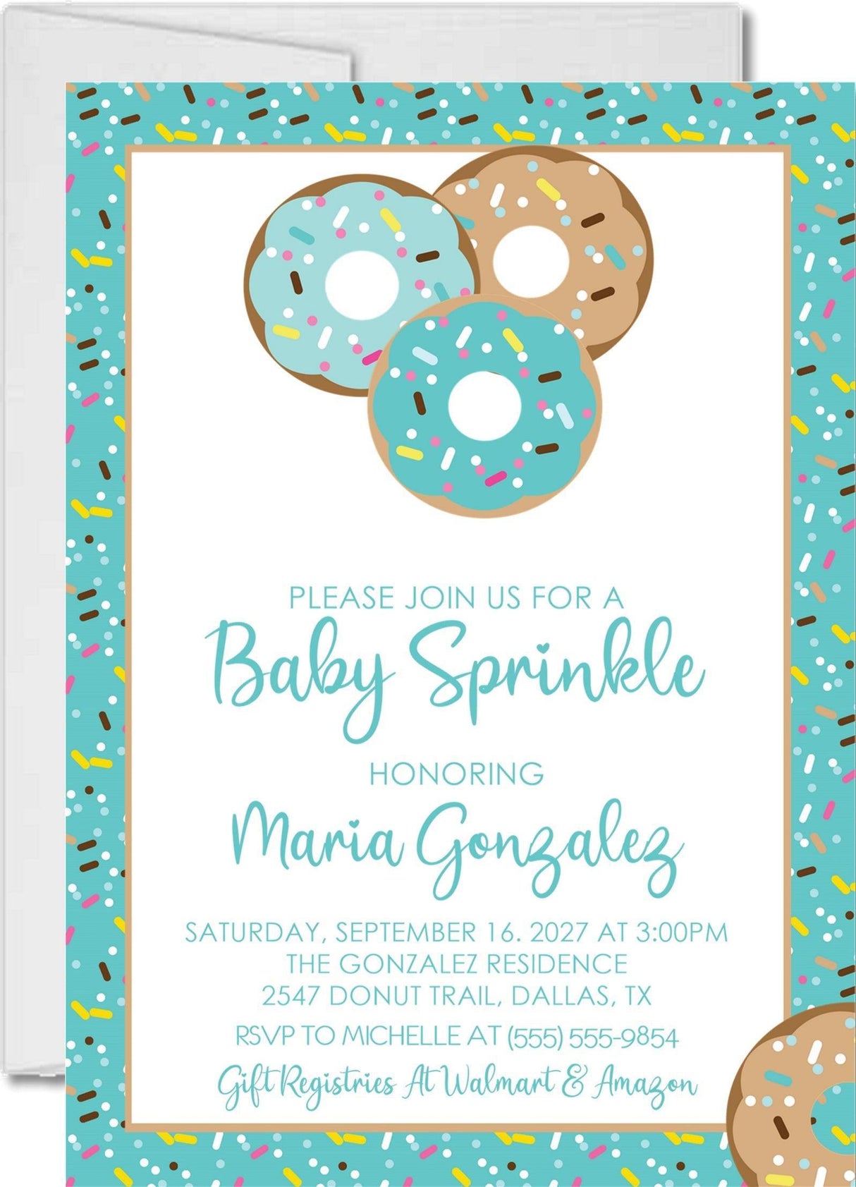 blue donut sprinkle invitations sweet treats theme