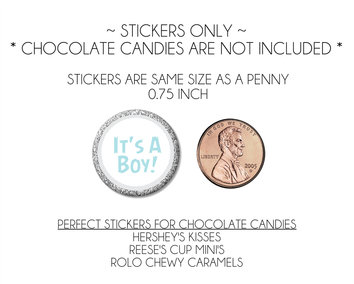 Mini candy stickers for baby boy shower favors – blue elephant jungle theme
