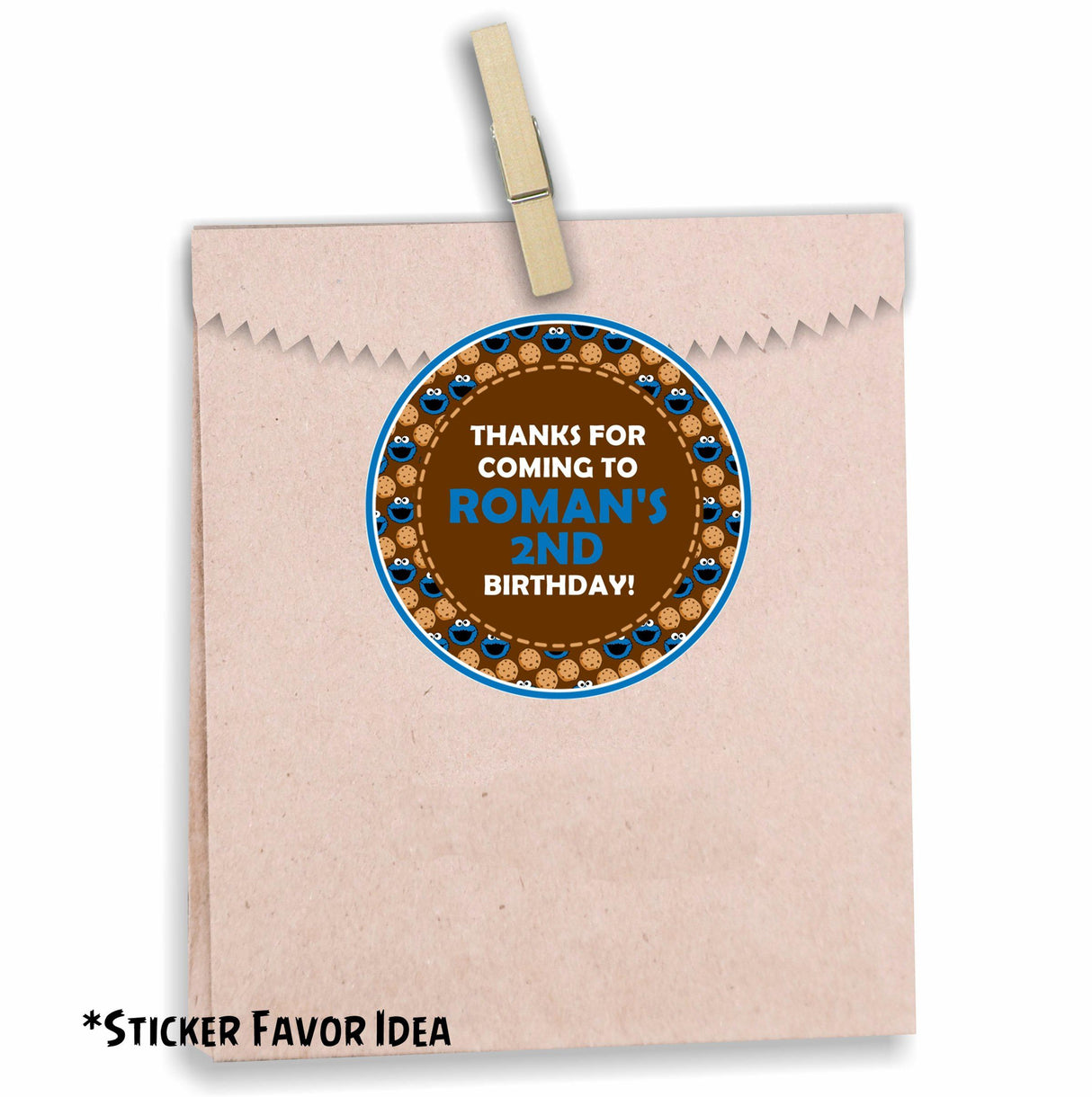 blue outlined cookie themed birthday sticker design