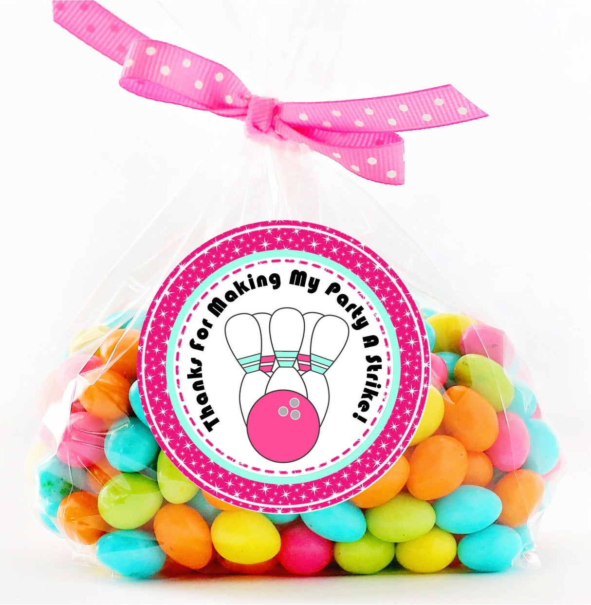 bowling theme birthday treat stickers