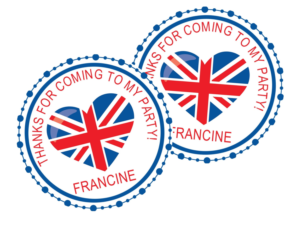 british flag heart party favor label