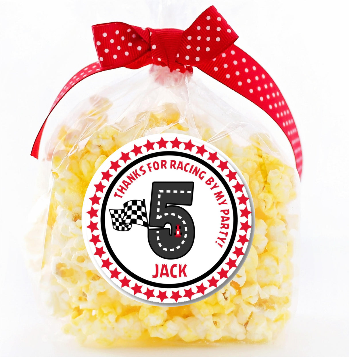 checkered flag and race car themed sticker