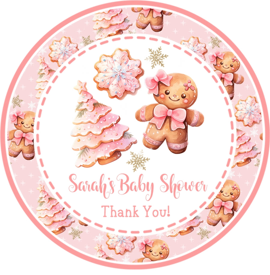 Gingerbread Winter Baby Shower Christmas Stickers