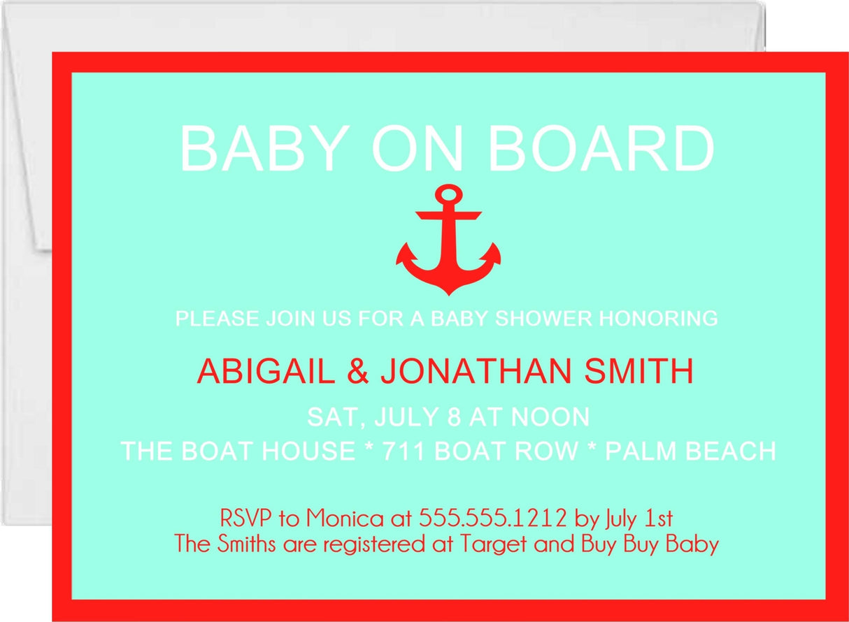 coastal baby shower invitations coral aqua beach theme