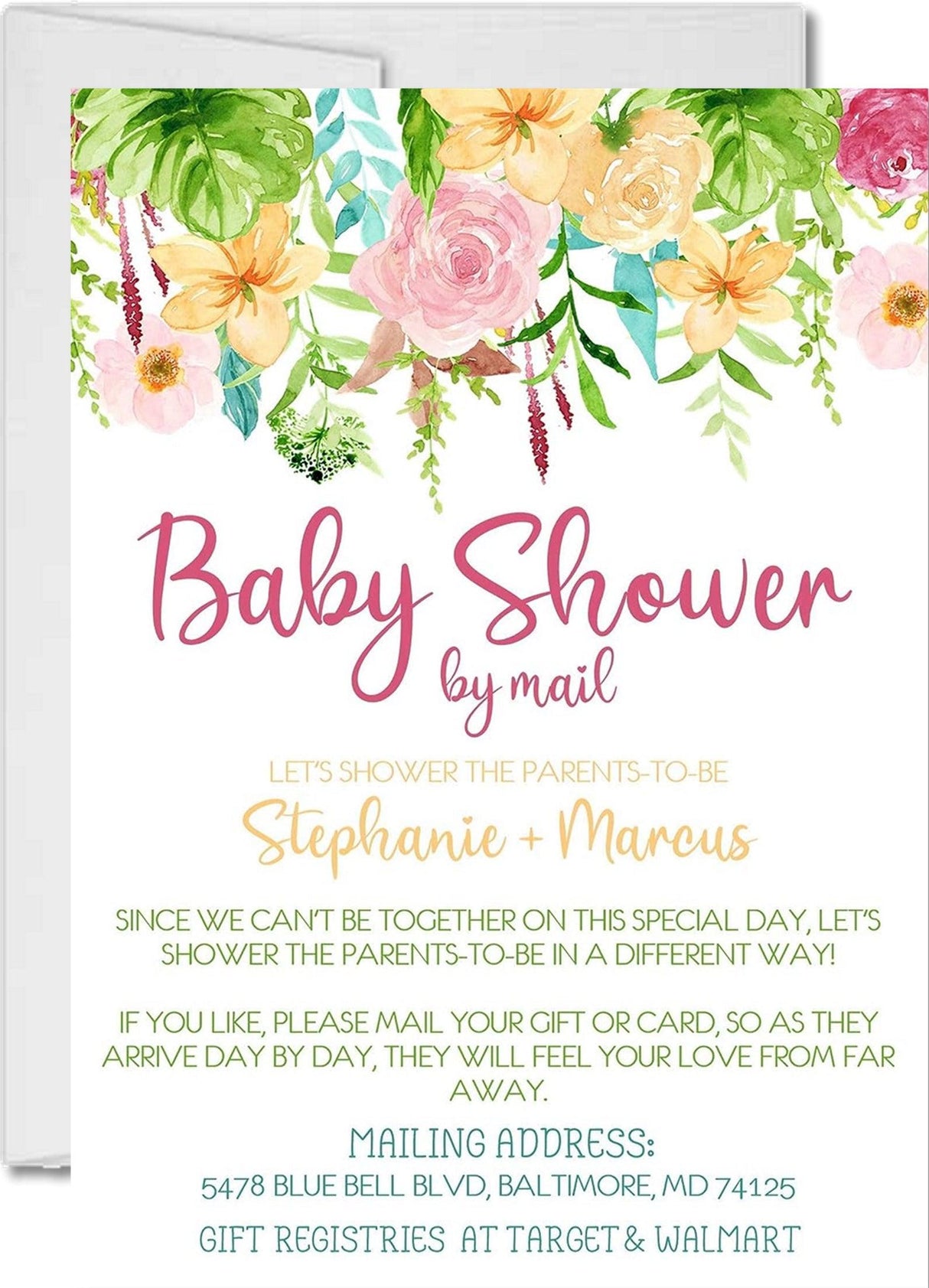 colorful floral baby shower by mail invitation cards elegant botanical style