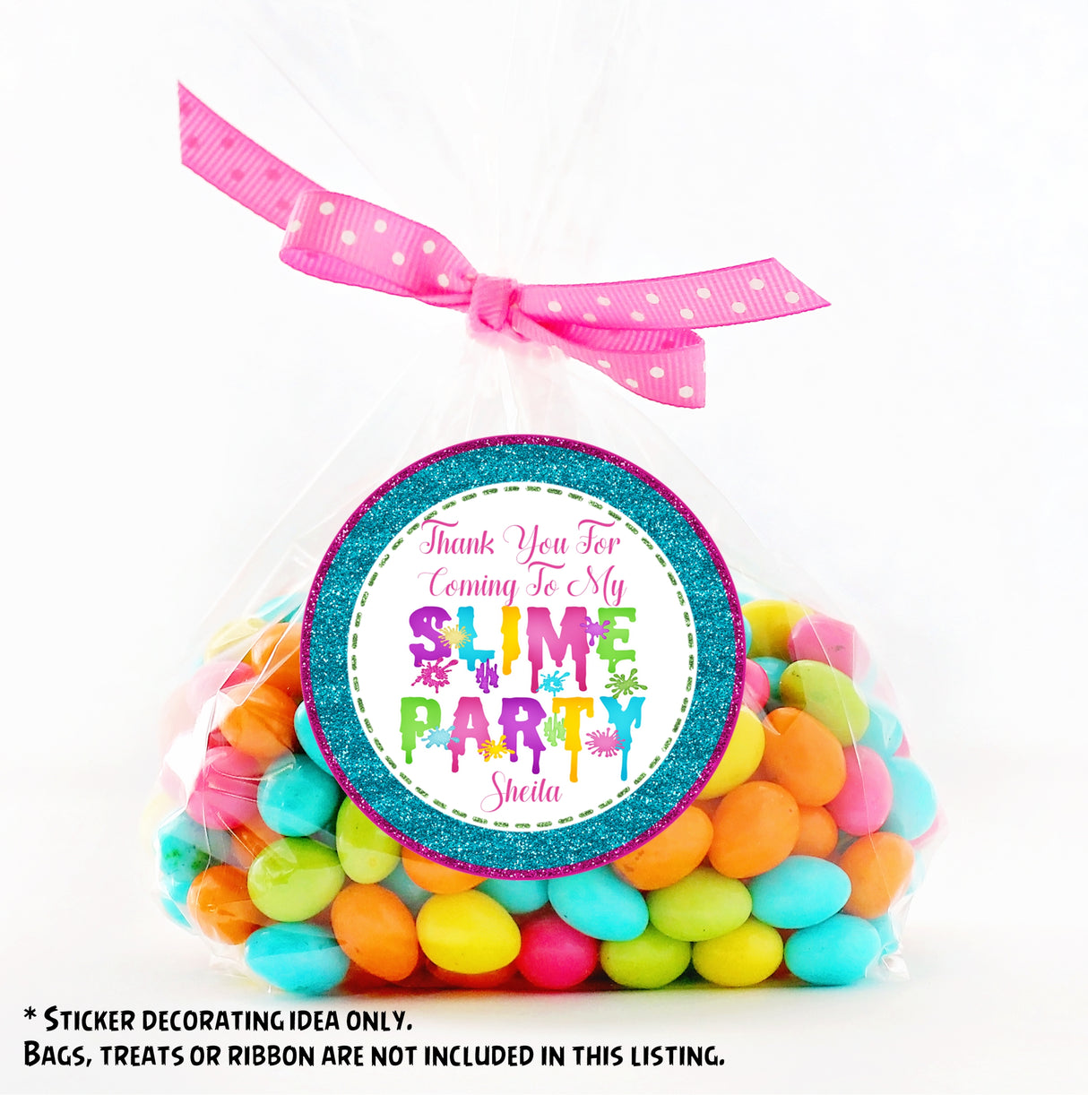 colorful splatter slime favor sticker