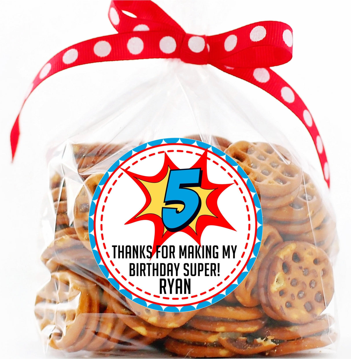 comic style birthday sticker design in red yellow blue