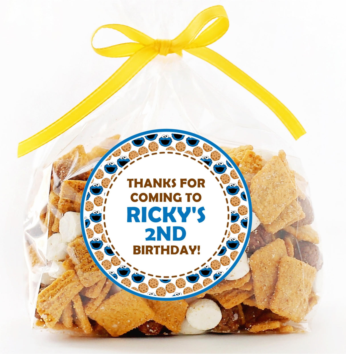 cookie monster party sticker label