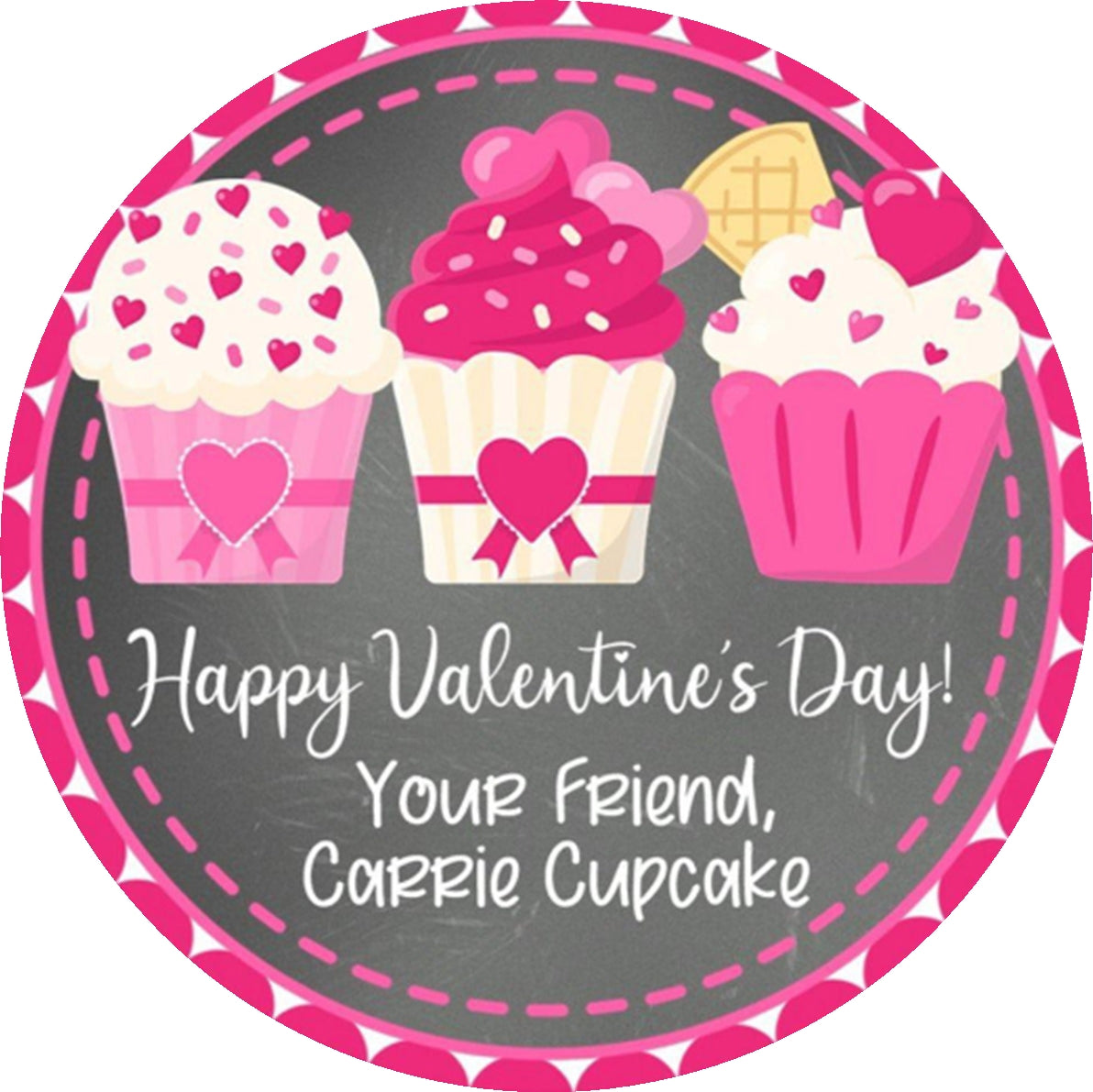 cupcake happy valentines day classroom sticker