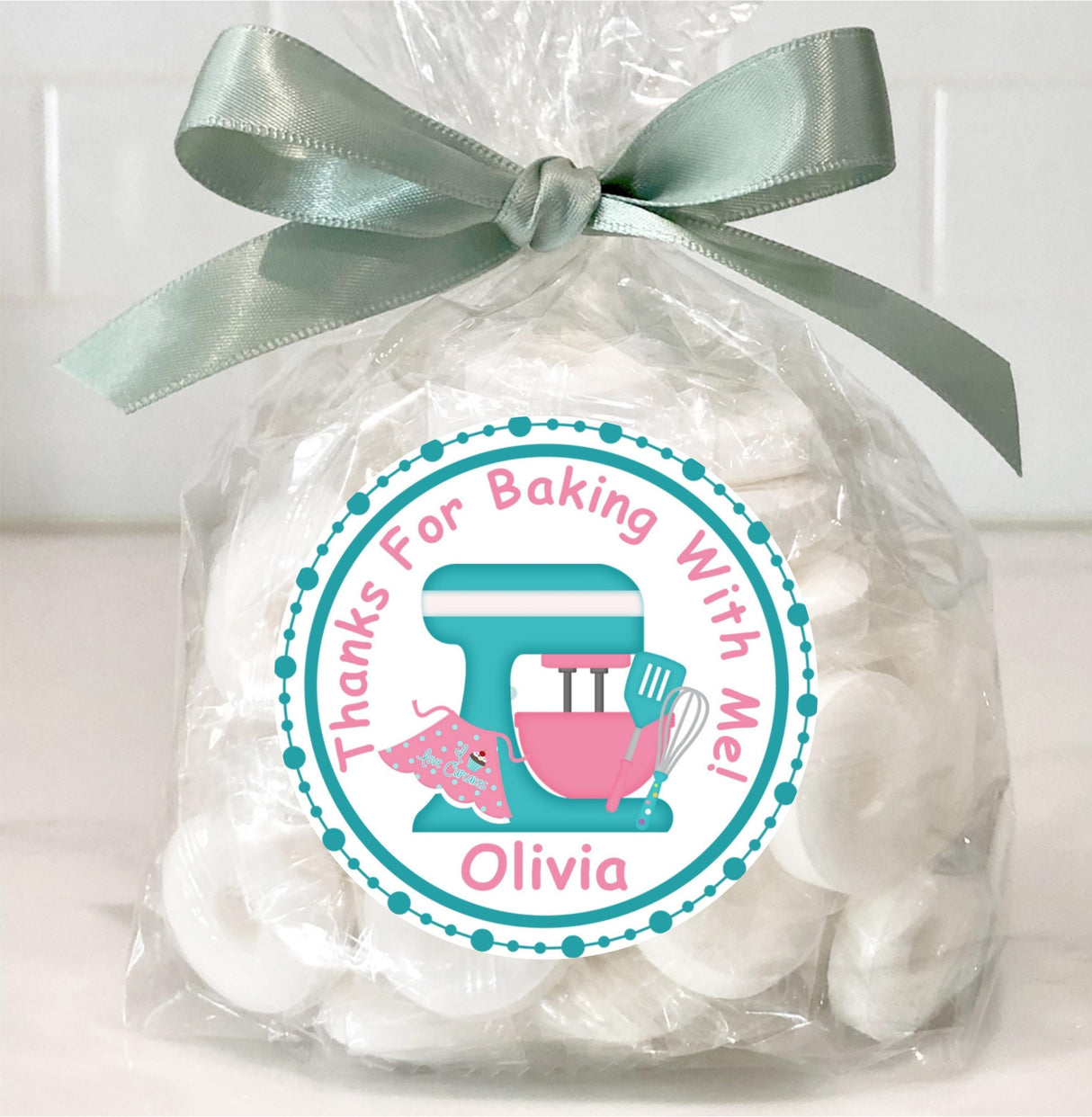 cupcake themed baking favor sticker
