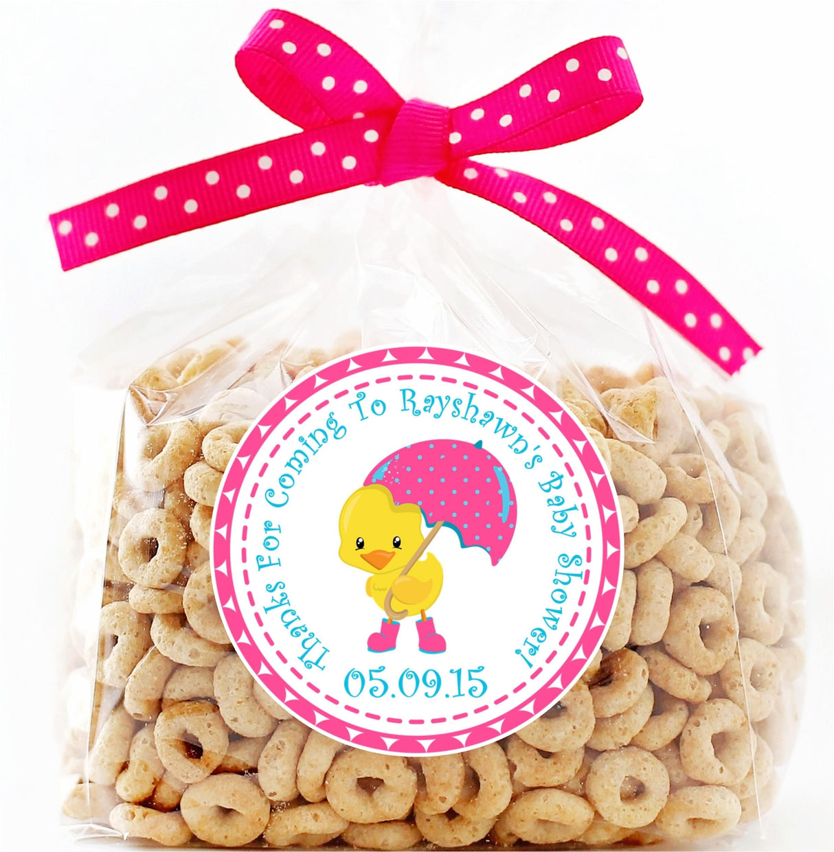 cute duck thank-you sticker for baby shower favors