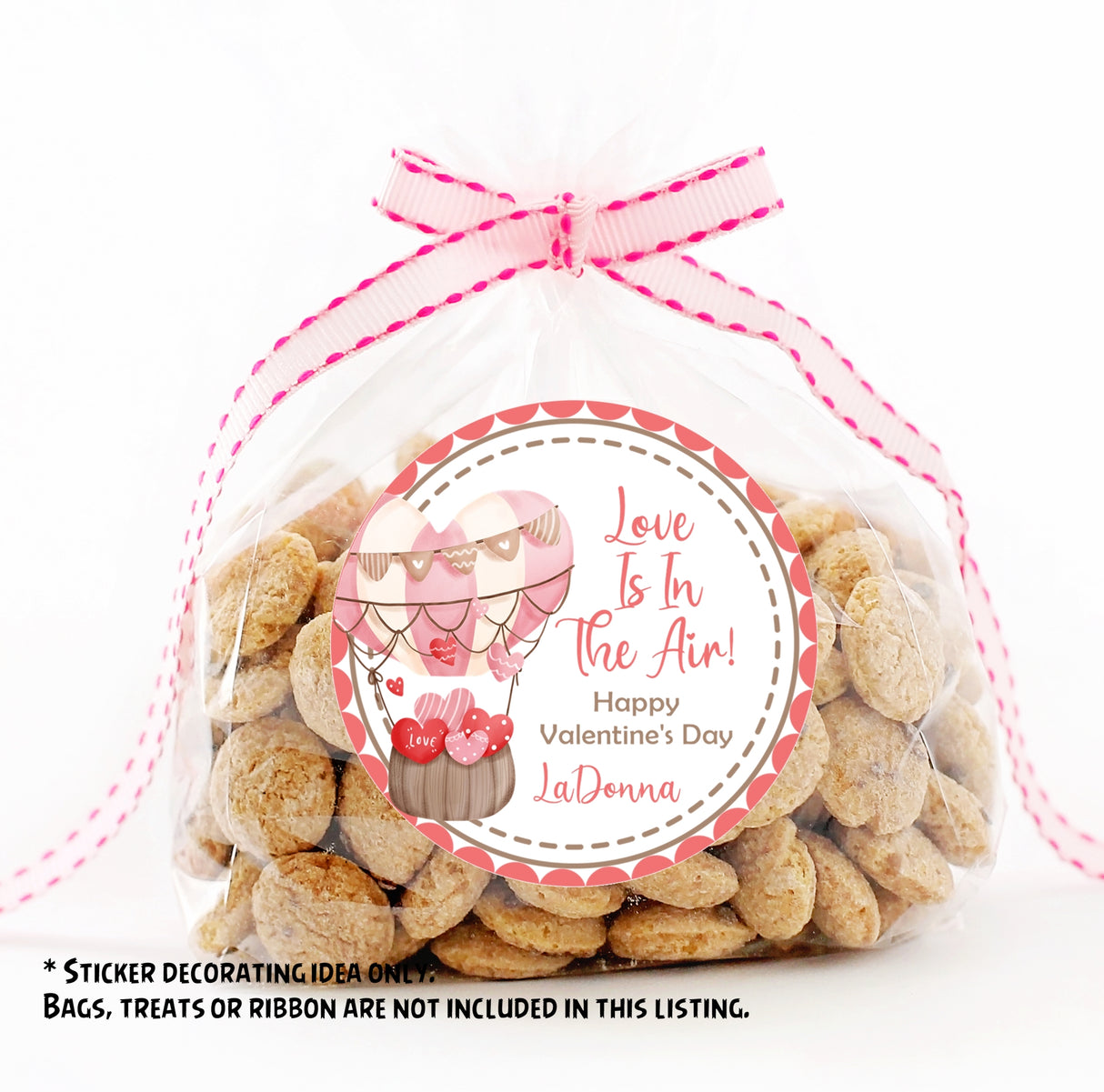 cute pink balloon valentine stickers for girls